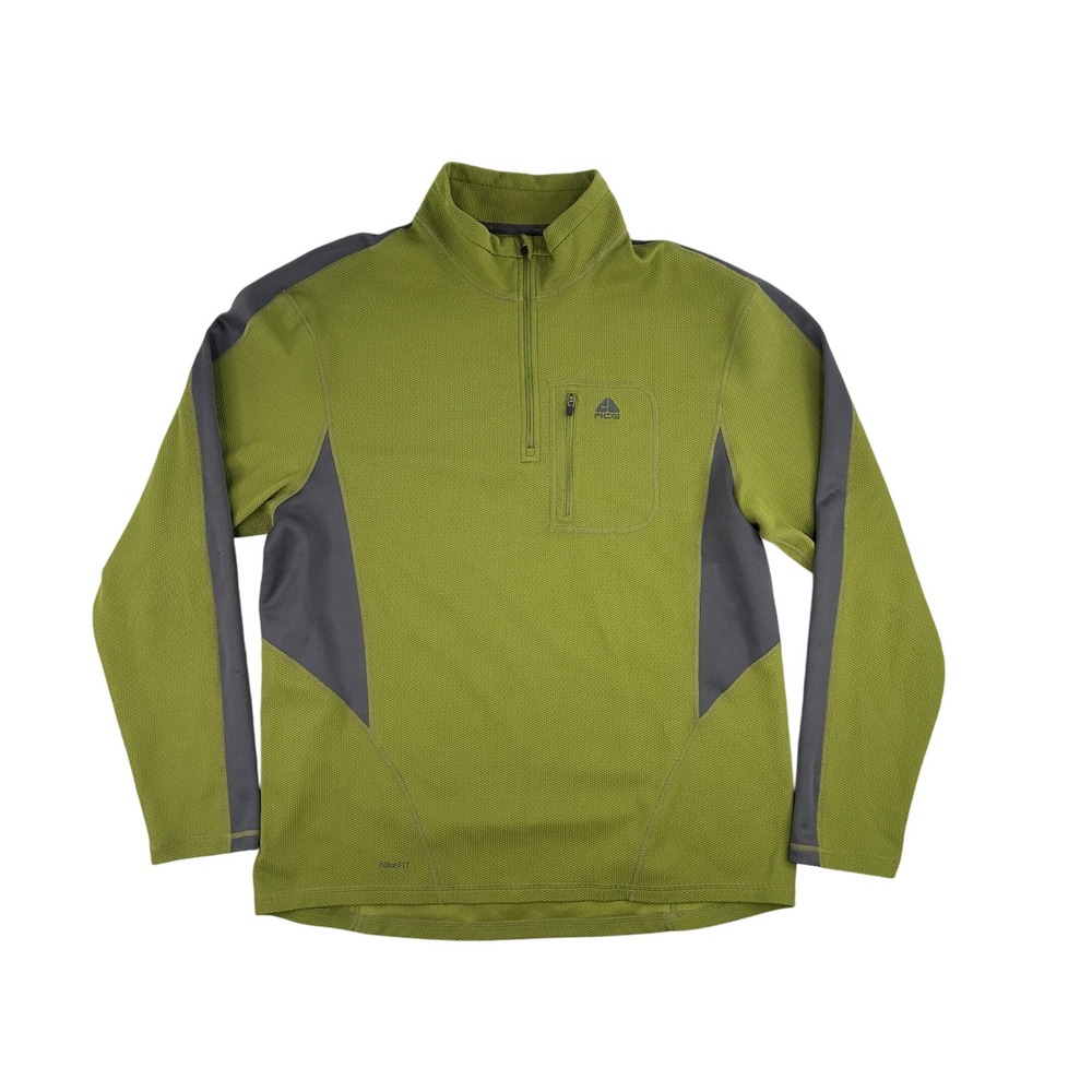 Vintage Nike ACG Sweater Mens XL Green Waffle Thermal Knit 1/4‎ Zip Pullover